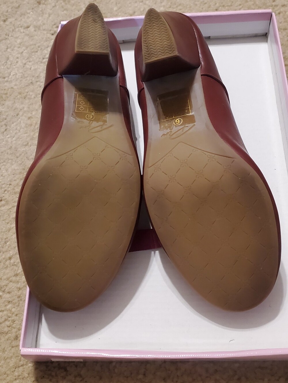 Women’s Burgundy Low Heel Pumps - Classic Comfort
